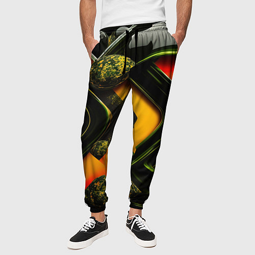 Мужские брюки Зеленая абстракция / 3D-принт – фото 3
