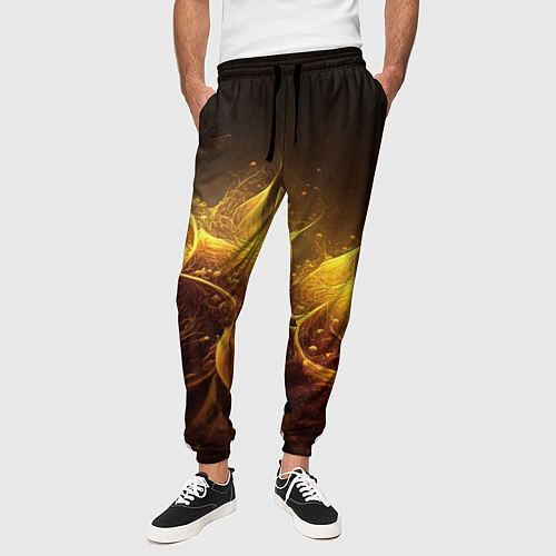 Мужские брюки Желтая абстракция и брызги / 3D-принт – фото 3