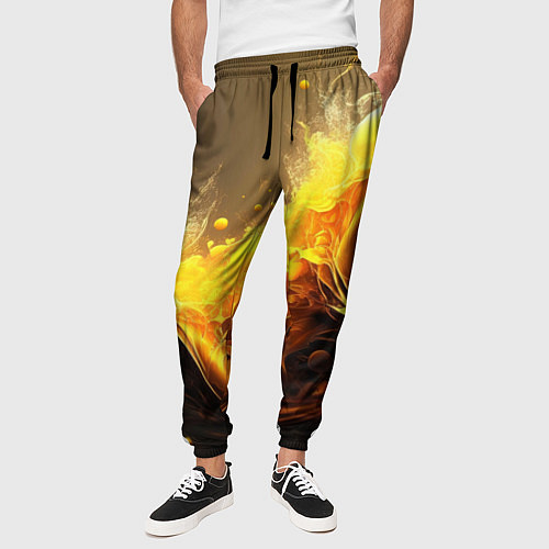 Мужские брюки Золотые волны / 3D-принт – фото 3