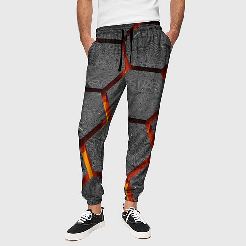 Мужские брюки Металлические плиты и лава / 3D-принт – фото 3