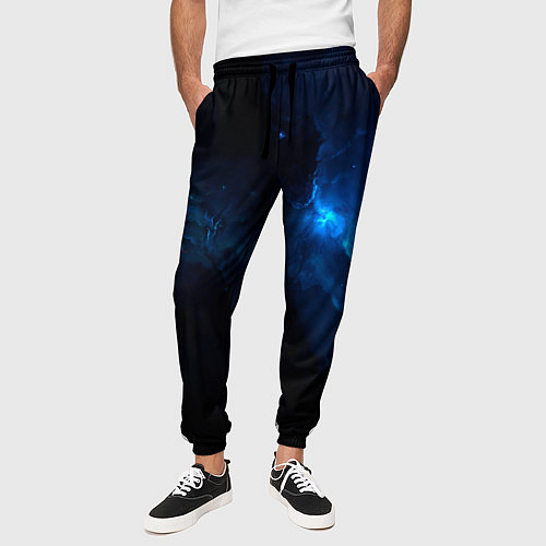 Мужские брюки Чёрный и синий космос / 3D-принт – фото 3