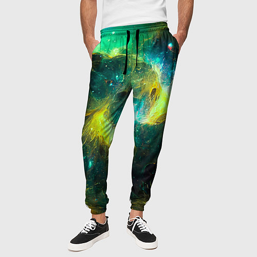 Мужские брюки Небула в космосе в зеленых тонах - нейронная сеть / 3D-принт – фото 3