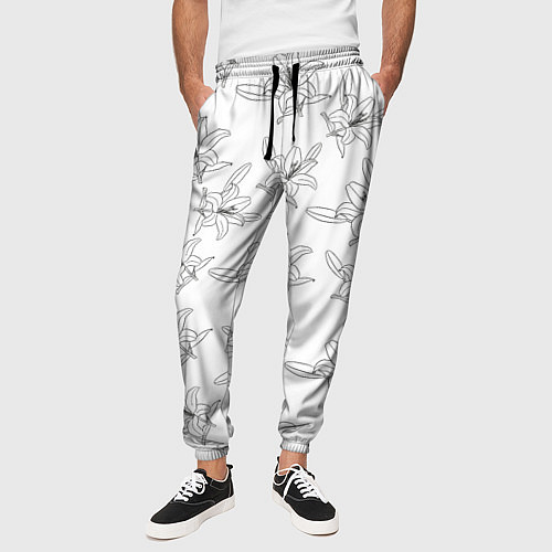 Мужские брюки Лилия цветочный паттерн / 3D-принт – фото 3