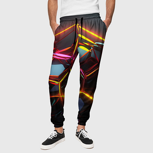 Мужские брюки Неоновые трубки абстракция / 3D-принт – фото 3