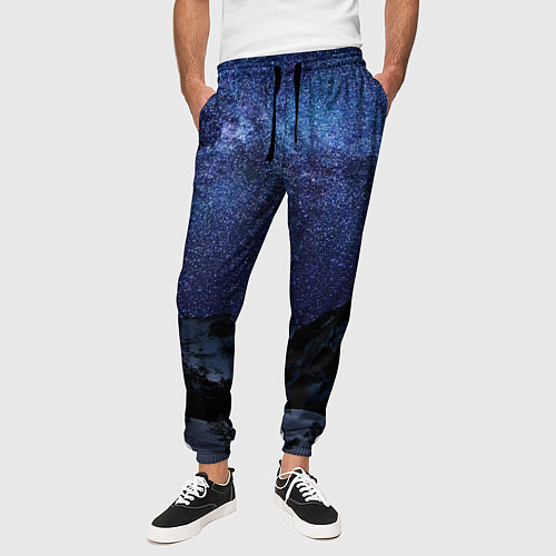 Мужские брюки Снежные горы и космос / 3D-принт – фото 3