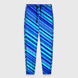 Брюки на резинке мужские Сине голубые узорчатые полосы, цвет: 3D-принт
