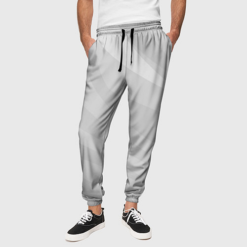 Мужские брюки Светлый серый плавные полосы / 3D-принт – фото 3