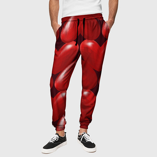 Мужские брюки Red hearts / 3D-принт – фото 3