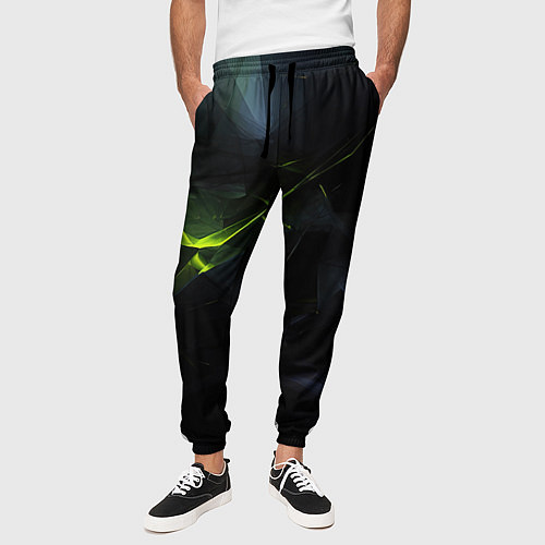 Мужские брюки Black green elements / 3D-принт – фото 3