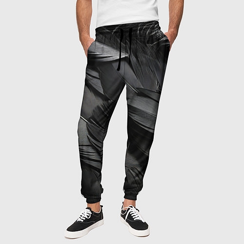 Мужские брюки Черные перья ворона / 3D-принт – фото 3