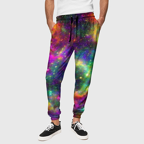 Мужские брюки Яркий неоновый космос / 3D-принт – фото 3