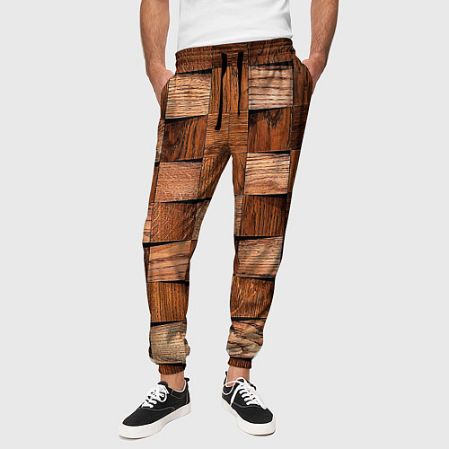 Мужские брюки Деревянные квадраты / 3D-принт – фото 3