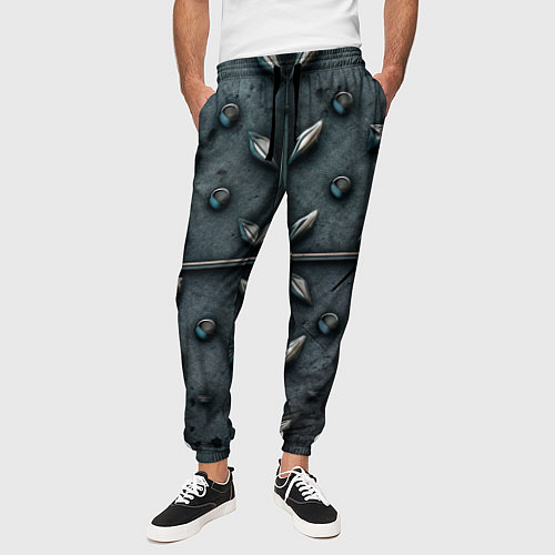 Мужские брюки Металлический шипованный паттерн / 3D-принт – фото 3