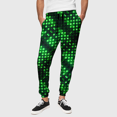 Мужские брюки Яркие зеленые точки / 3D-принт – фото 3