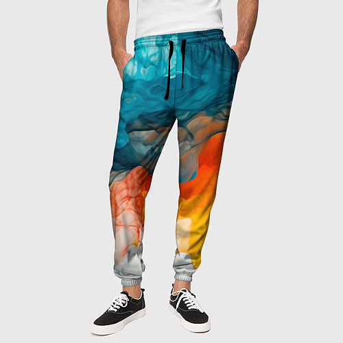 Мужские брюки Синяя и оранжевая жидкости / 3D-принт – фото 3