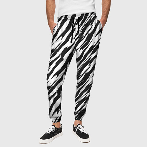 Мужские брюки Полосатая шкура зебры / 3D-принт – фото 3