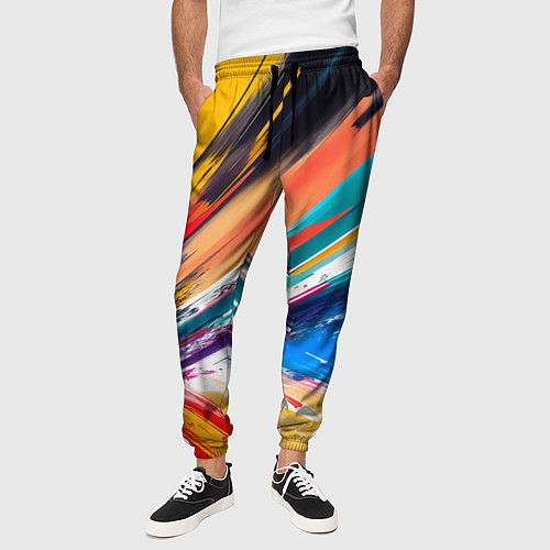 Мужские брюки Красочные пульсации / 3D-принт – фото 3