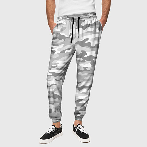 Мужские брюки Камуфляж серый / 3D-принт – фото 3