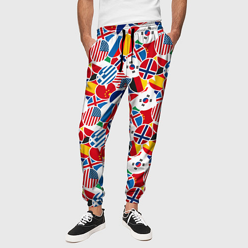 Мужские брюки Флаги стран мира / 3D-принт – фото 3