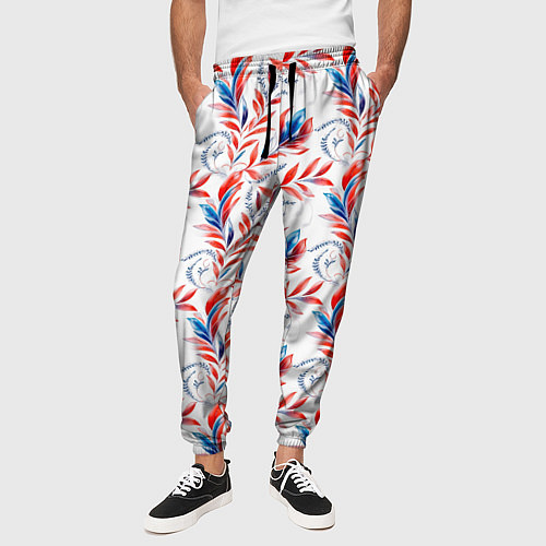 Мужские брюки Русский орнамент из цветов / 3D-принт – фото 3