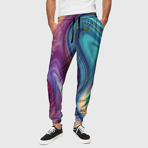 Мужские брюки Красочные волны / 3D-принт – фото 3