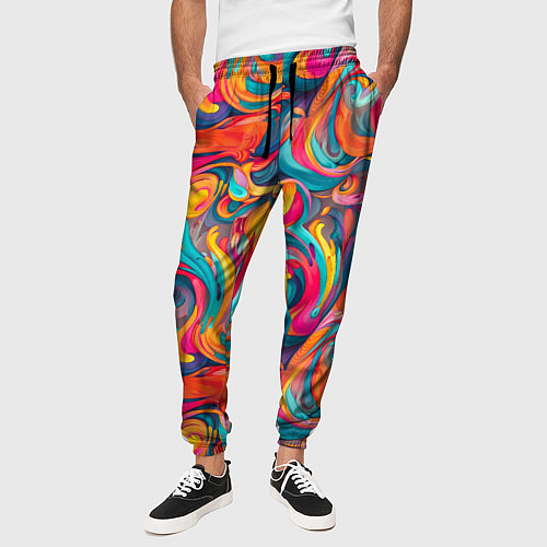 Мужские брюки Разноцветные мазки красок / 3D-принт – фото 3