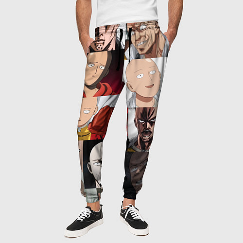 Мужские брюки Saitama - many faces / 3D-принт – фото 3