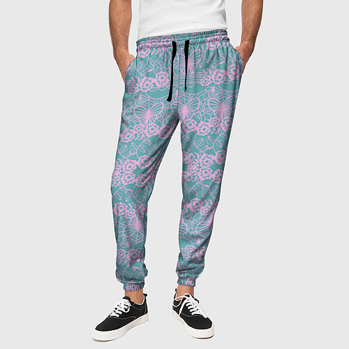 Мужские брюки Voilet flower pattern / 3D-принт – фото 3