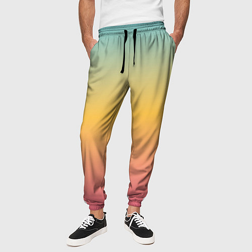 Мужские брюки Градиент Персиковый закат / 3D-принт – фото 3