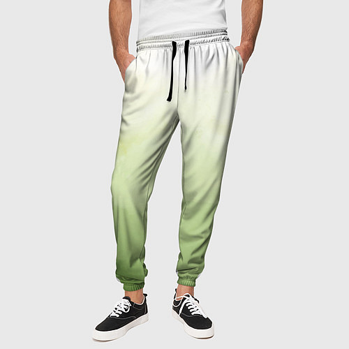 Мужские брюки Абстрактный лаймовый акварельный фон / 3D-принт – фото 3