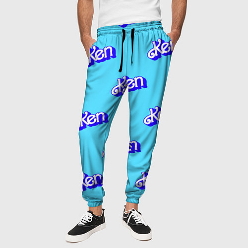 Мужские брюки Синий логотип Кен - паттерн / 3D-принт – фото 3