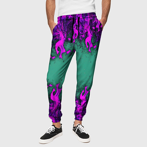 Мужские брюки Фиолетовое пламя / 3D-принт – фото 3