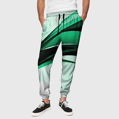 Мужские брюки White green black / 3D-принт – фото 3