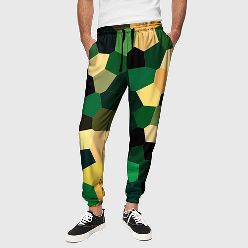 Мужские брюки Мозаика зелёный / 3D-принт – фото 3