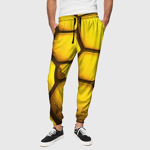 Мужские брюки Желтые объемные плиты / 3D-принт – фото 3