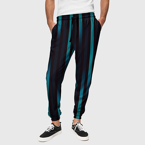 Мужские брюки Полосы градиент бирюзовый / 3D-принт – фото 3