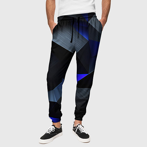 Мужские брюки Black blue abstract / 3D-принт – фото 3