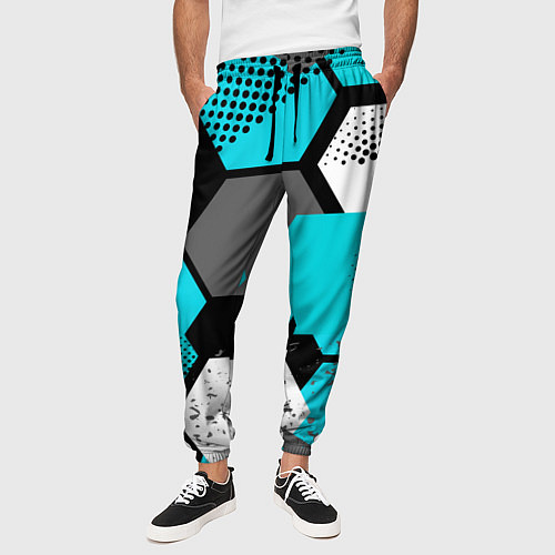 Мужские брюки Шестиугольники абстрактный фон / 3D-принт – фото 3