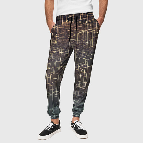 Мужские брюки Киберпанк линии / 3D-принт – фото 3
