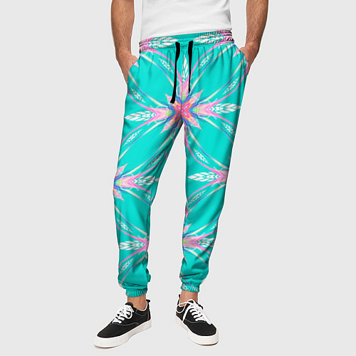 Мужские брюки Геометрический цветочный узор / 3D-принт – фото 3