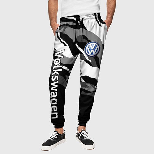 Мужские брюки Фольцваген - белый камуфляж / 3D-принт – фото 3