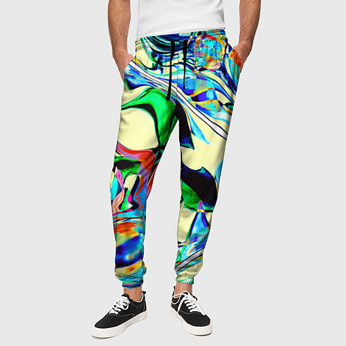 Мужские брюки Яркие абстрактные разводы / 3D-принт – фото 3