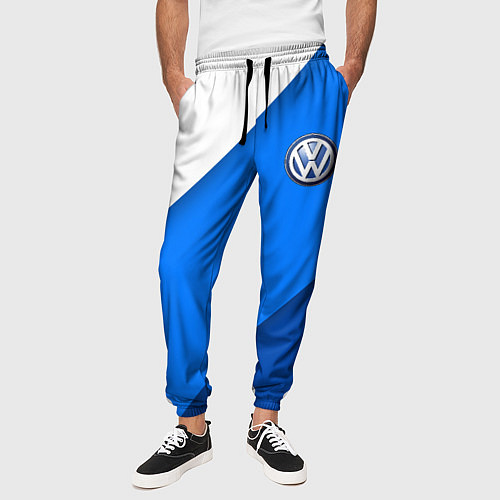 Мужские брюки Volkswagen - голубые линии / 3D-принт – фото 3