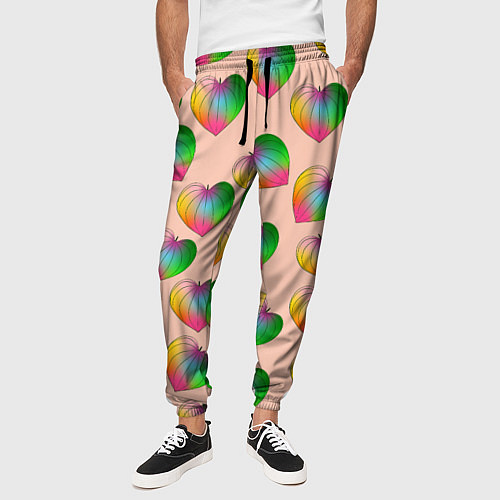 Мужские брюки Цветной листик / 3D-принт – фото 3
