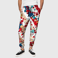 Брюки на резинке мужские Новогодние линии красный синий, цвет: 3D-принт — фото 2