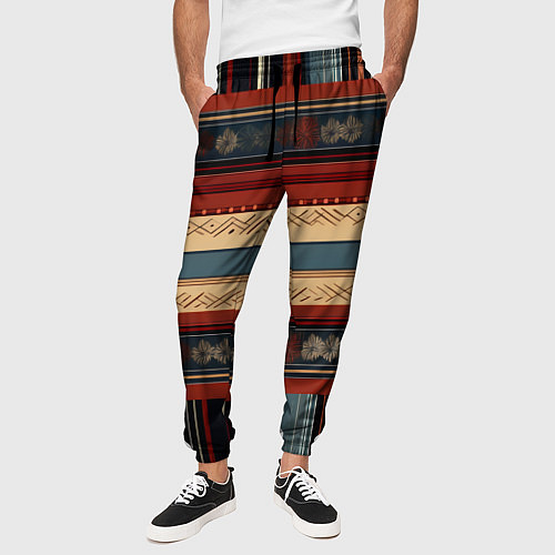 Мужские брюки Этнический принт в полоску / 3D-принт – фото 3