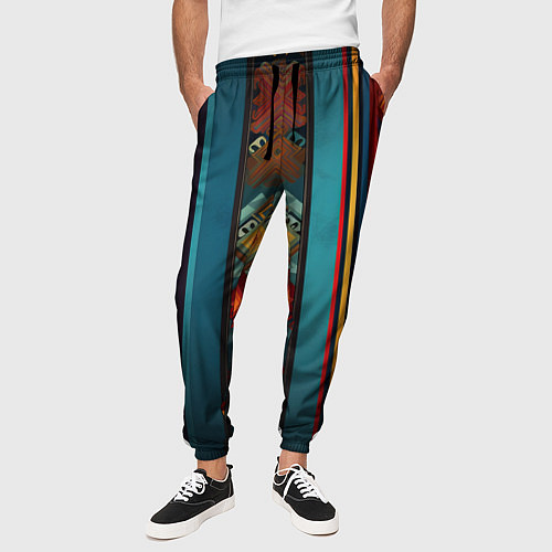 Мужские брюки Этнический орнамент в вертикальную полоску / 3D-принт – фото 3