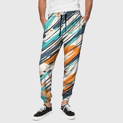 Мужские брюки Абстракция разноцветная / 3D-принт – фото 3