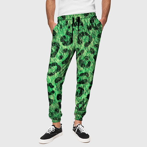 Мужские брюки Зелёный леопард паттерн / 3D-принт – фото 3
