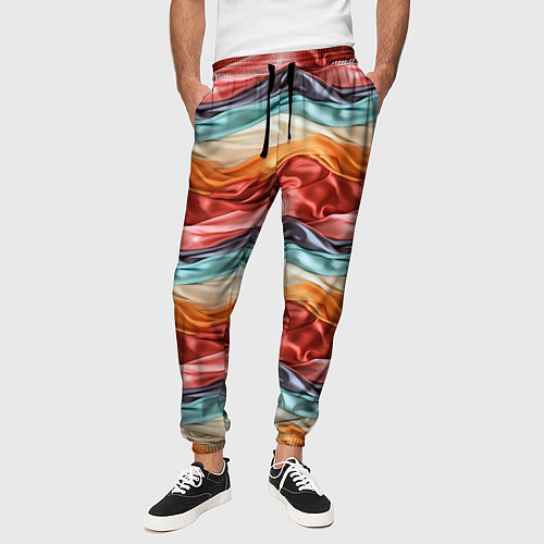 Мужские брюки Разноцветные полосы текстура ткани / 3D-принт – фото 3